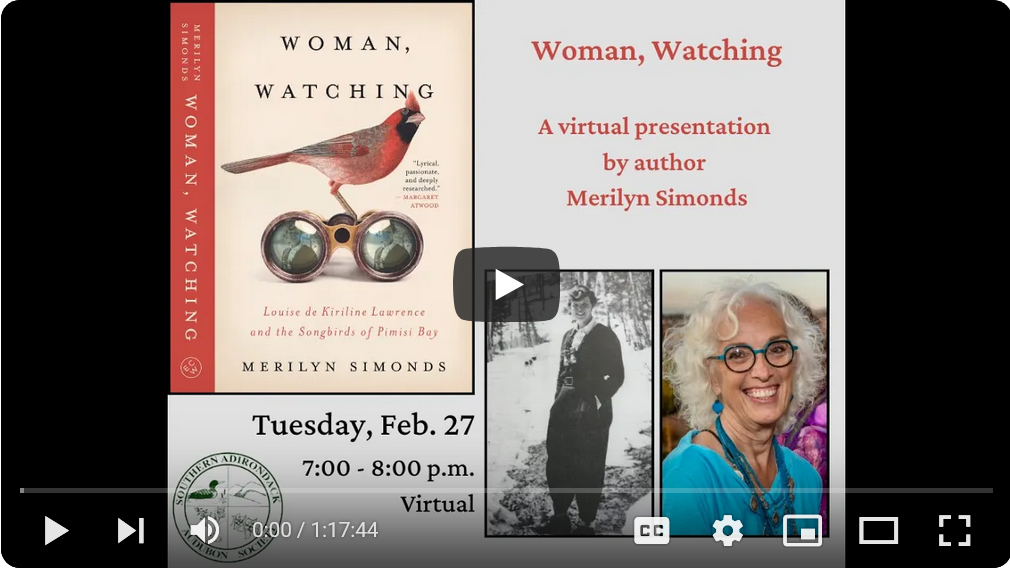 Woman, Watching A Virtual Presentation by author Merilyn Simonds. Click above to view program.